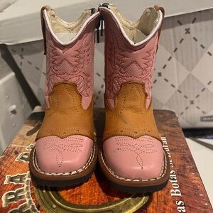 Tierra Blanca Made In Mexico Pink Leather Infants Cowgirl Western Boots NIB 3c
